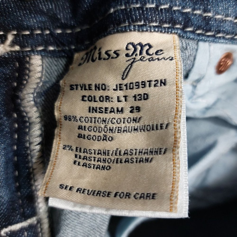 Miss Me Jeans Womens Size 26 Straight Light Wash Bling 5 Pocket Low Rise 0346 - Picture 10 of 15